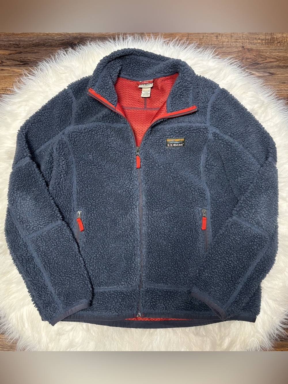 L.L.Bean Mountain Deep-Pile Fleece Sherpa Jacket in Dark Blue size men’s Large